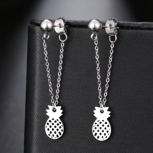 Delicate Dangle Pineapple Earrings - Picture 2 of 5